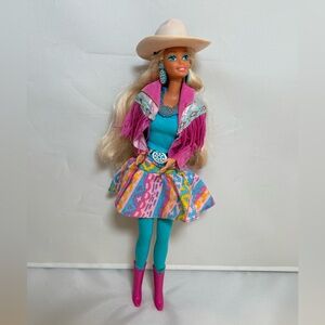 Vintage WESTERN FUN Barbie Doll #9932, by Mattel in 1989.
